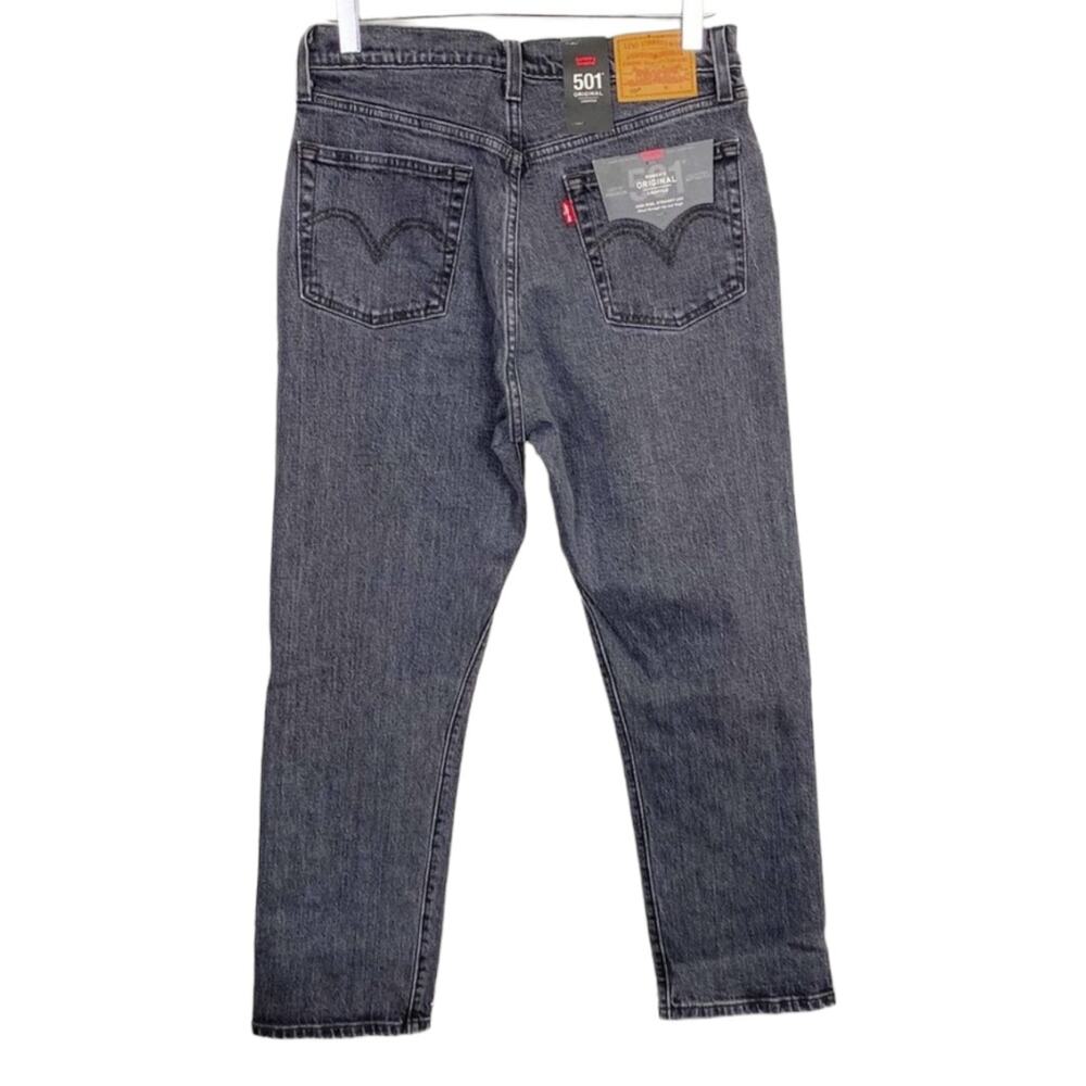 Levi's 501 Crystal Crop Jeans 28 Black Embellished High Rise Mom Jeans New NWT - Picture 3 of 8